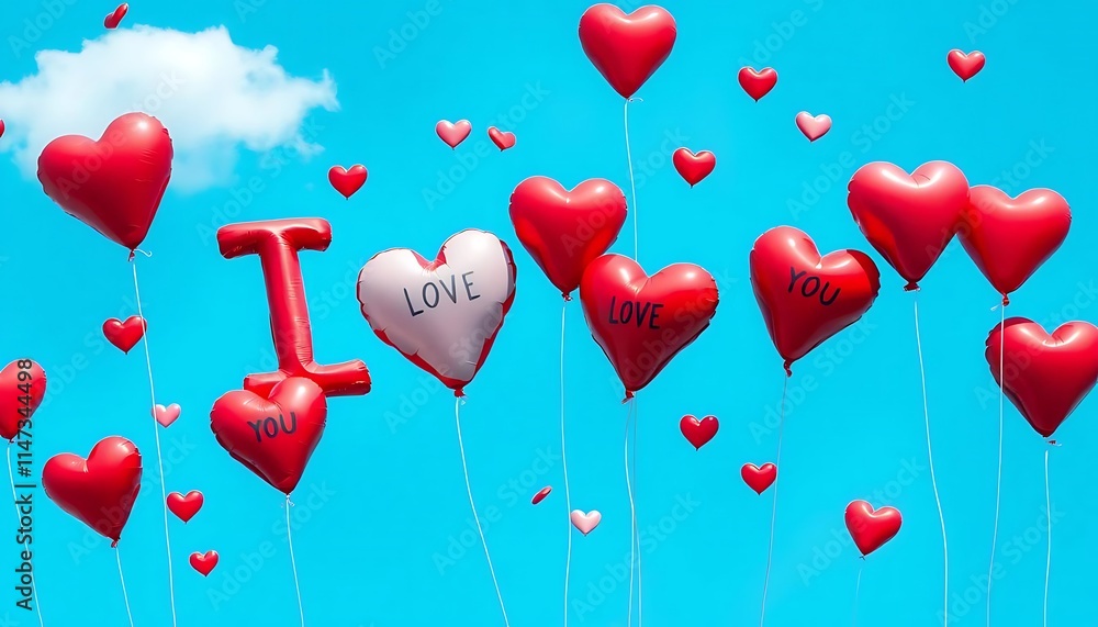 Red Heart Balloons Declare I Love You In The Sky Red Heart Balloons Declare I Love You In The Sky