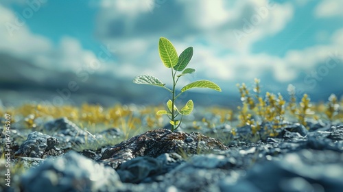 地面にある新芽と空3