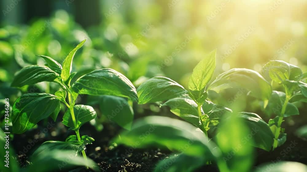 Sunrise on a Lush Green Seedling Field Sunrise on a Lush Green Seedling Field
