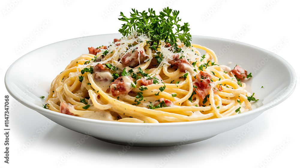 A plate of pasta with meat and cheese on top A plate of pasta with meat and cheese on top