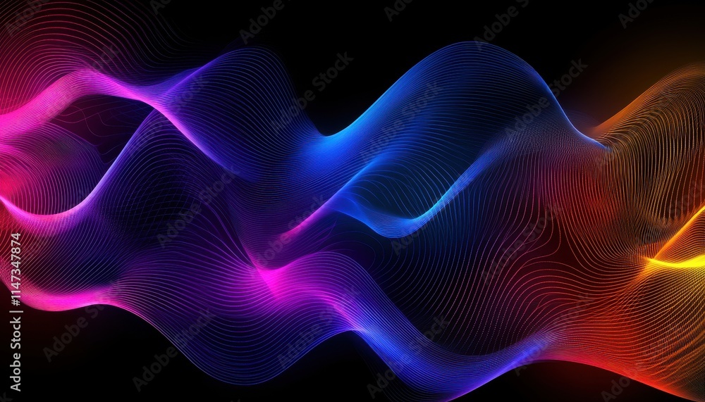 Vivid Luminescent Waves Abstract Digital Art Background Vivid Luminescent Waves Abstract Digital Art Background