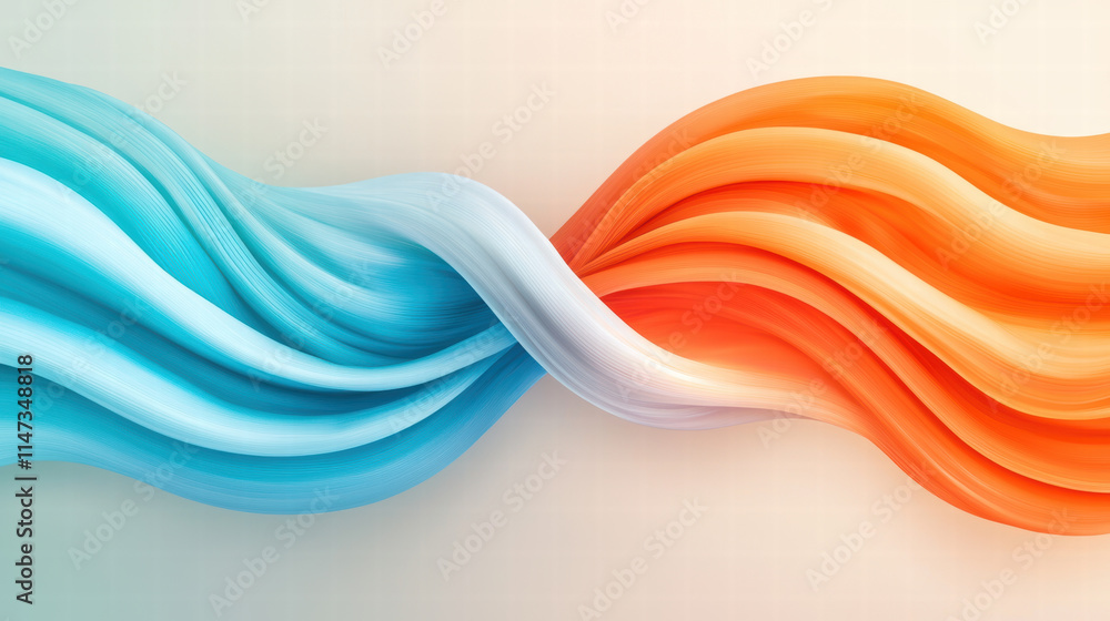 Naklejka premium Vivid swirl of liquid colors in blue and orange, creating dynamic flow. smooth gradients and intertwining shapes evoke energy and creativity, perfect for artistic designs
