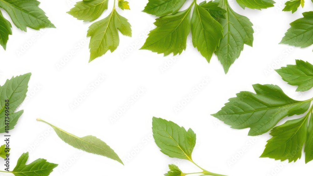 Fresh green vine leaves with delicate veins isolated on a white background, nature, natural, green Fresh green vine leaves with delicate veins isolated on a white background, nature, natural, green