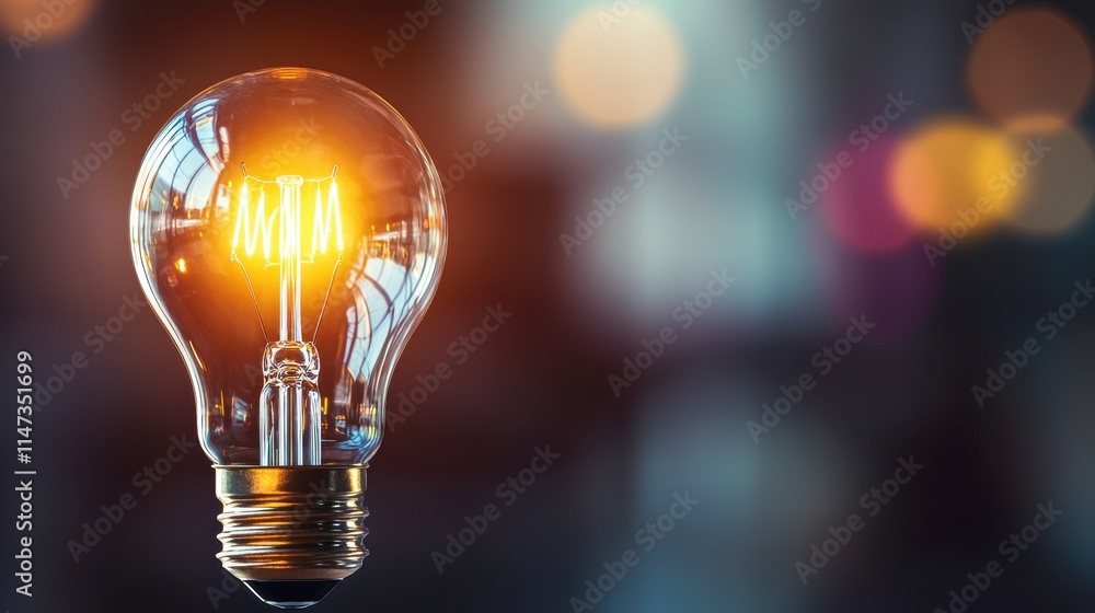 A glowing light bulb illuminates its surroundings, symbolizing creativity and innovation in a modern setting. A glowing light bulb illuminates its surroundings, symbolizing creativity and innovation in a modern setting.