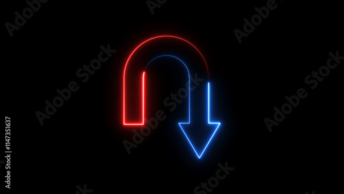 Neon multicolor U-turn Arrows icon. U-turn direction arrow. Icon for design.