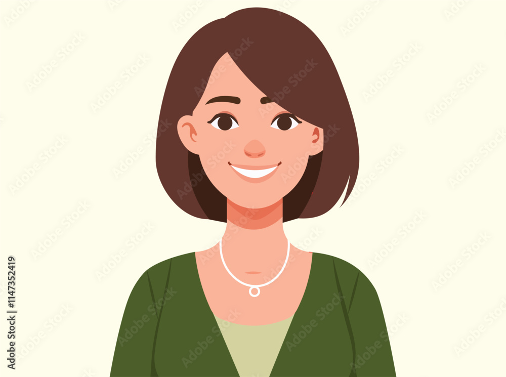 Attractive beautiful woman smiling happy with a beautiful life flat .Vector illustration Attractive beautiful woman smiling happy with a beautiful life flat .Vector illustration