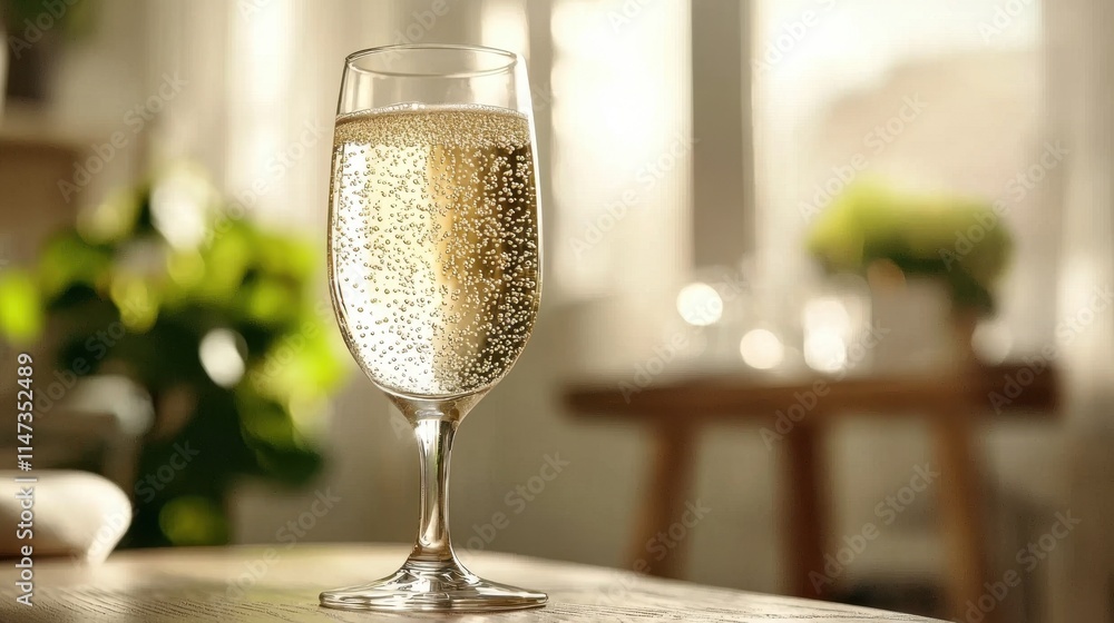 A sparkling glass of beverage sits elegantly on a table, with soft lighting and greenery in the background, creating a warm and inviting atmosphere. A sparkling glass of beverage sits elegantly on a table, with soft lighting and greenery in the background, creating a warm and inviting atmosphere.