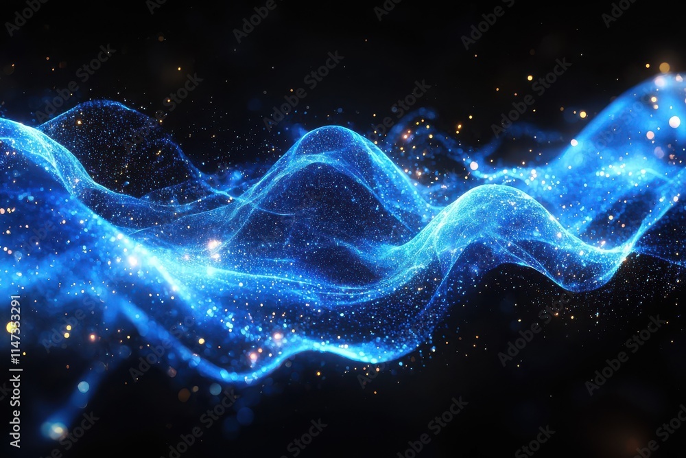 Pulsating electric blue light waves in motion abstract digital art dark background dynamic visuals conceptual design Pulsating electric blue light waves in motion abstract digital art dark background dynamic visuals conceptual design