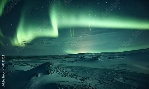 Wallpaper Mural A stunning display of the Northern Lights over a snowy landscape under a starry sky. Torontodigital.ca