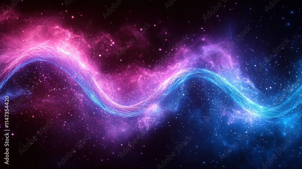 Twisting violet and blue light ribbons in a dna-like structure cosmic space abstract art dark environment dynamic view Twisting violet and blue light ribbons in a dna-like structure cosmic space abstract art dark environment dynamic view