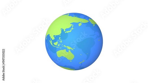 地球儀イラストイメージ3D背景白