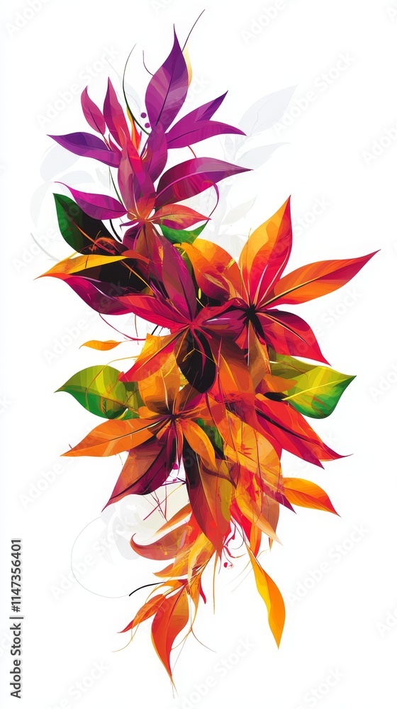 A vibrant arrangement of colorful leaves and foliage, showcasing artistic design and nature. A vibrant arrangement of colorful leaves and foliage, showcasing artistic design and nature.