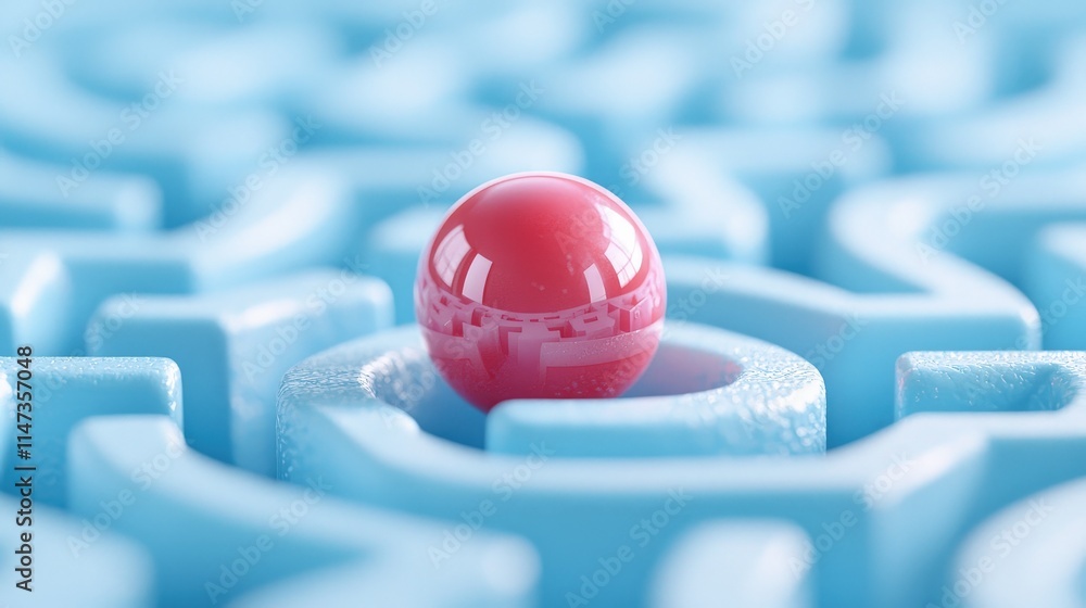 Red sphere in a blue maze. Red sphere in a blue maze.