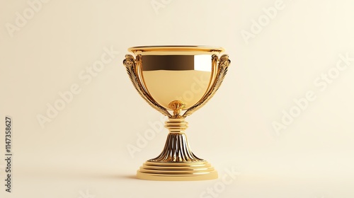 Shiny gold trophy symbolizing victory and achievement, ideal for awards, competitions, or celebration themes.