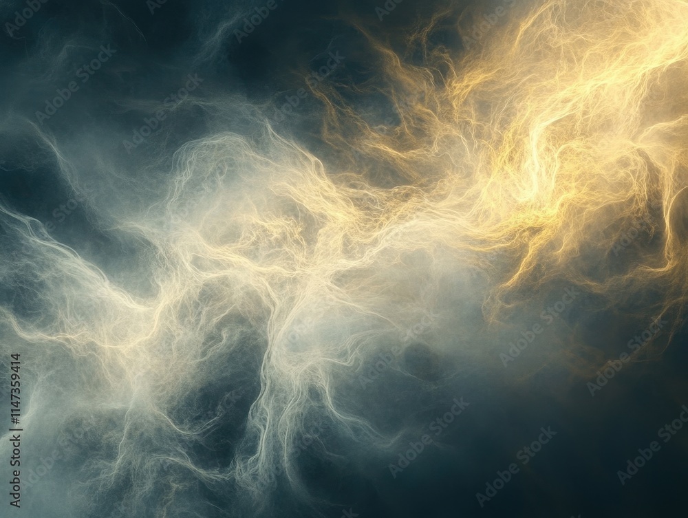 Obraz premium Golden Nebula Dreamy Cosmic Cloudscape Abstract Art