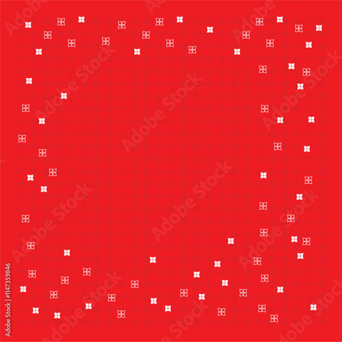  red pattern floral geometric antique design on white background