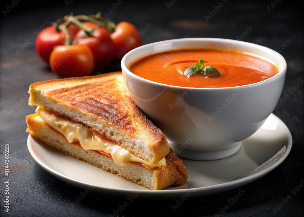 Tomato soup with cheese sandwich Tomato soup with cheese sandwich