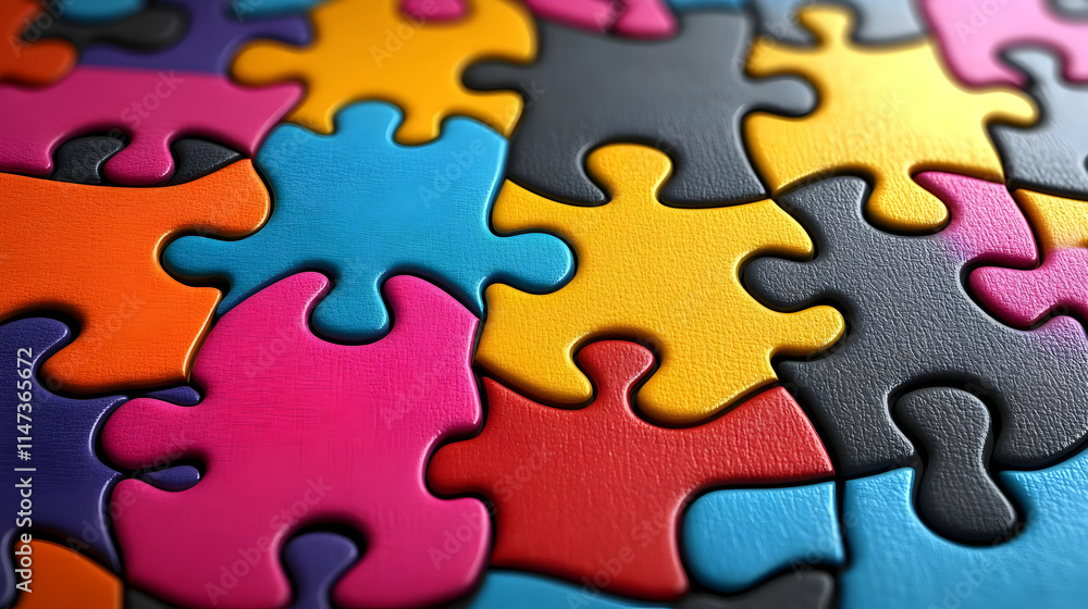 Colorful Puzzle Pieces Connect Together Seamlessly Colorful Puzzle Pieces Connect Together Seamlessly