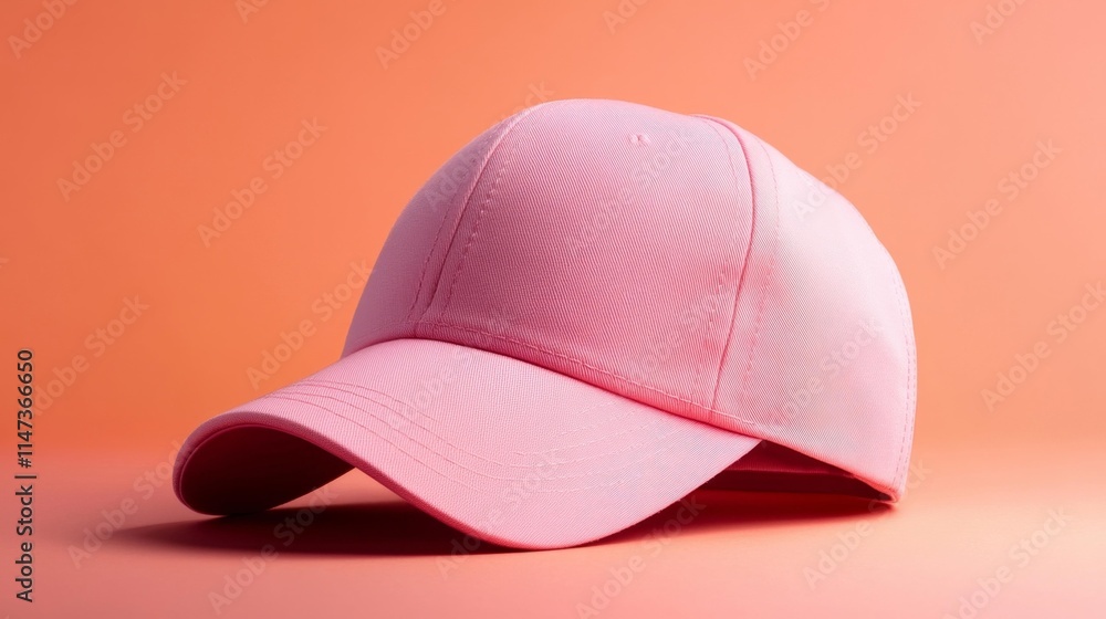 Fototapeta premium Pink Cap with Peach Background. Generative AI