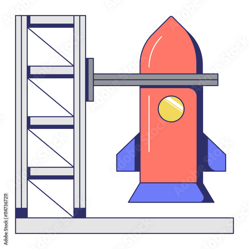 Illustration of rocket base. space craft launchpad. 