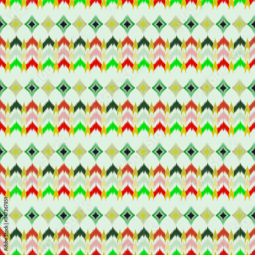 Colorful Zigzag Ikat Pattern Seamless Design