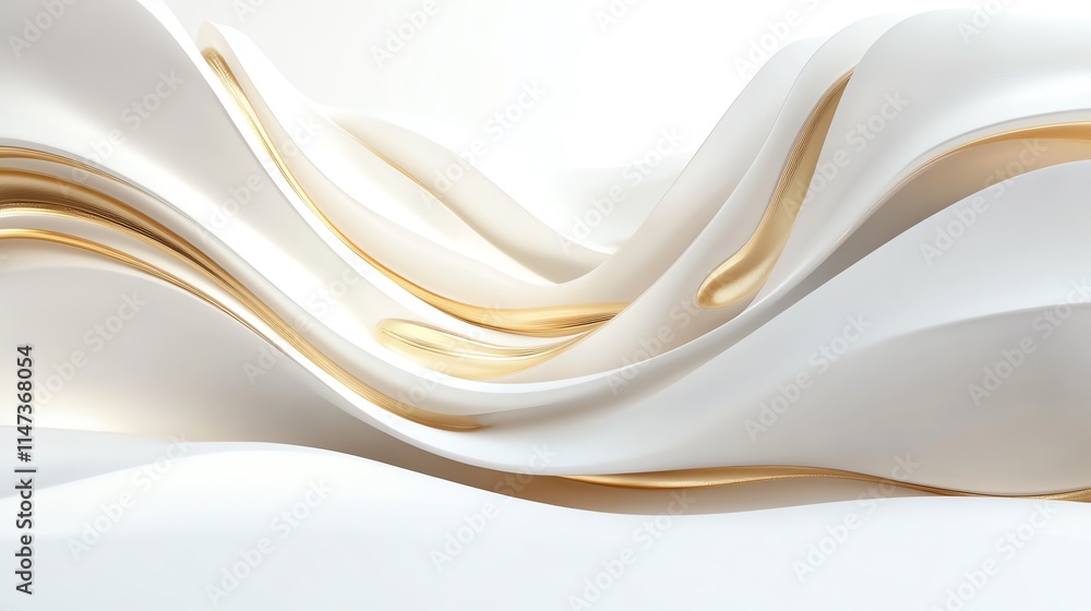 Abstract flowing shapes in soft white and gold tones create a serene, modern aesthetic for design projects. Abstract flowing shapes in soft white and gold tones create a serene, modern aesthetic for design projects.