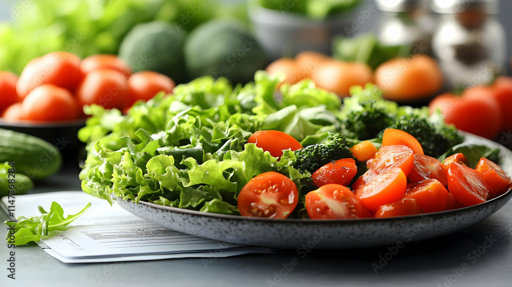 Fresh Salad with Lettuce, Tomatoes, and Broccoli Fresh Salad with Lettuce, Tomatoes, and Broccoli