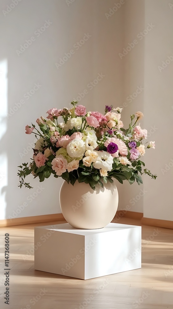 Bouquet of flowers in a vase on table indoors. High quality photo. Bouquet of flowers in a vase on table indoors. High quality photo.