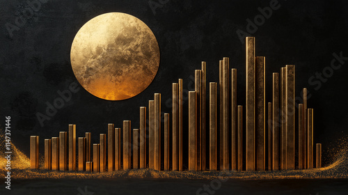 Golden Ratio Graph. A bar graph arranged in a golden ratio for balance. Finance, logo, balance photo