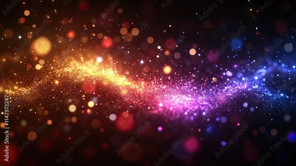 Fototapeta premium Colorful abstract background with shimmering lights and particles in a cosmic swirl