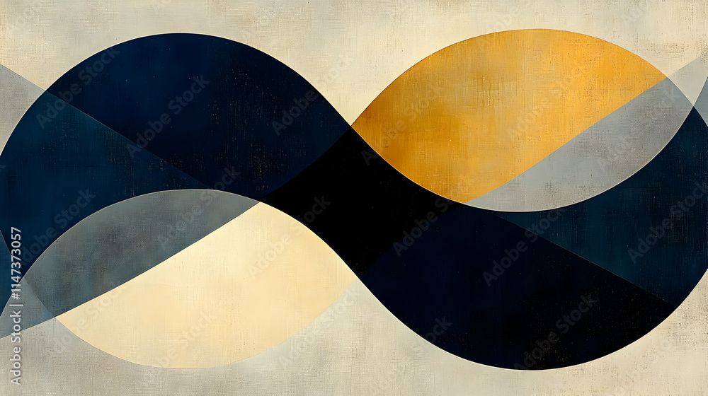 Abstract Art: Curves & Colors Intertwine Dynamically on Canvas Texture