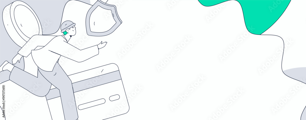 Fototapeta premium Online shopping payment security character flat vector concept operation hand drawn illustration 