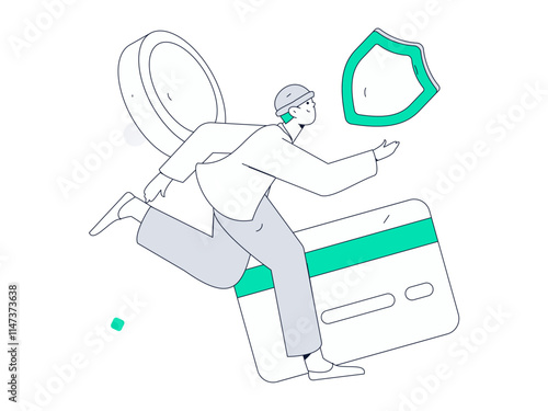 Online shopping payment security character flat vector concept operation hand drawn illustration
