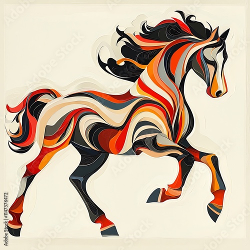 Abstract Colorful Horse in Motion A Swirling Masterpiece of Artistic Equine Design. photo