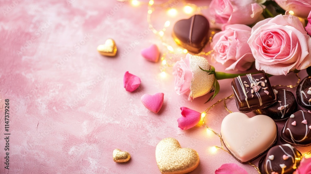 Romantic Roses and Chocolates for Valentine's Day Celebration Romantic Roses and Chocolates for Valentine's Day Celebration