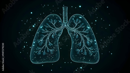 Lungs Breathe Air with Bronchial Tree and Alveoli Respiration