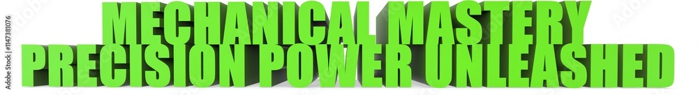 Fototapeta premium Mechanical Mastery Precision Power Unleashed, 3d text