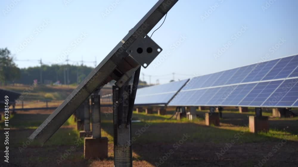 Solar power plant(solar cell) on summer season, hot climate causes increased power production, Alternative energy to conserve the world's energy, Photovoltaic module idea for clean energy production. Solar power plant(solar cell) on summer season, hot climate causes increased power production, Alternative energy to conserve the world's energy, Photovoltaic module idea for clean energy production.