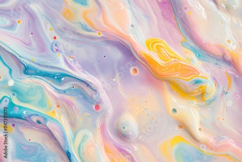 Wallpaper Mural Abstract pastel liquid texture with swirling patterns showcasing vibrant colors such as pink, blue, yellow, and purple perfect for backgrounds and artistic projects Torontodigital.ca