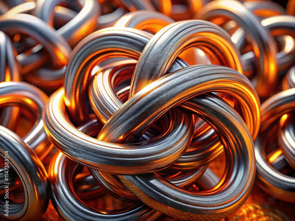 Abstract 3D Orange Silver Knot Aerial Photography Abstract 3D Orange Silver Knot Aerial Photography