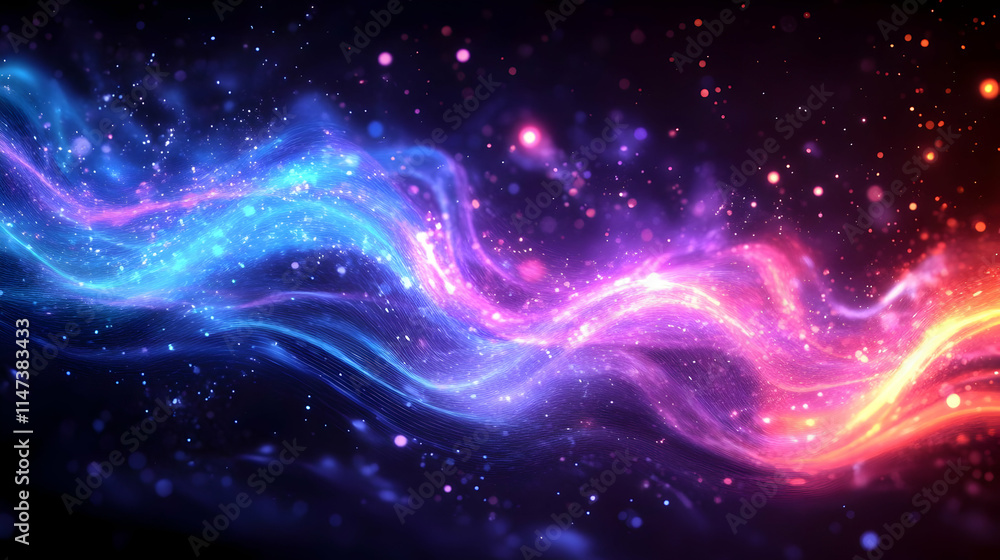 Abstract Waves Flow with Particles Background Seamless Loop Abstract Waves Flow with Particles Background Seamless Loop