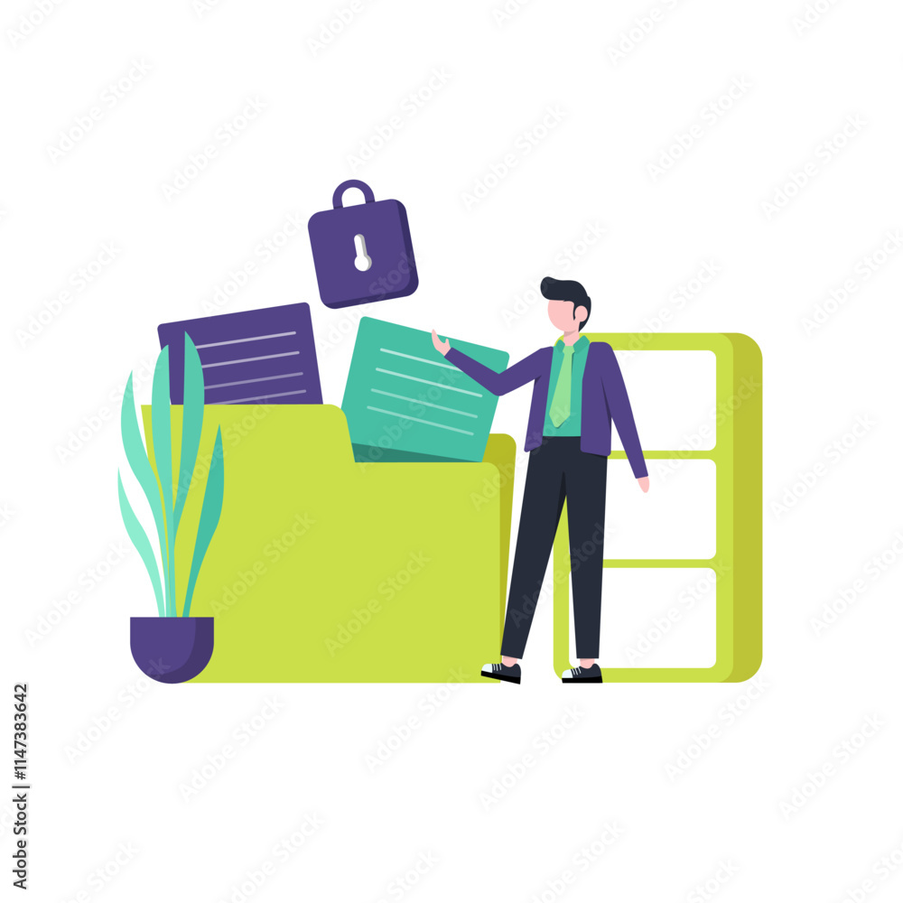Customer data protection and privacy, vector illustration, landing page, ui, website, mobile app, social media, poster, flyer, article, and banner Customer data protection and privacy, vector illustration, landing page, ui, website, mobile app, social media, poster, flyer, article, and banner