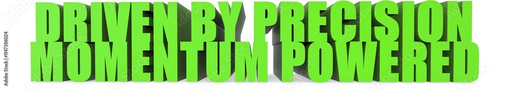Obraz premium Driven by Precision Momentum Powered, 3d text