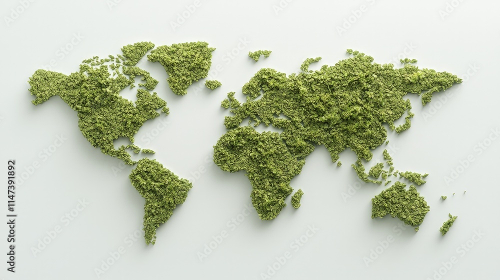Lush green world map on white background. Lush green world map on white background.