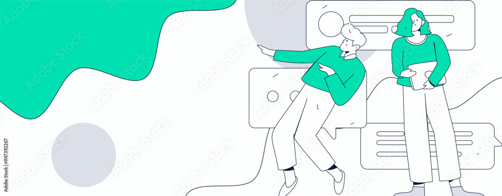 Communicate with consultants flat vector character concept operation hand drawn illustration
Communicate with consultants flat vector character concept operation hand drawn illustration