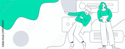 Communicate with consultants flat vector character concept operation hand drawn illustration
