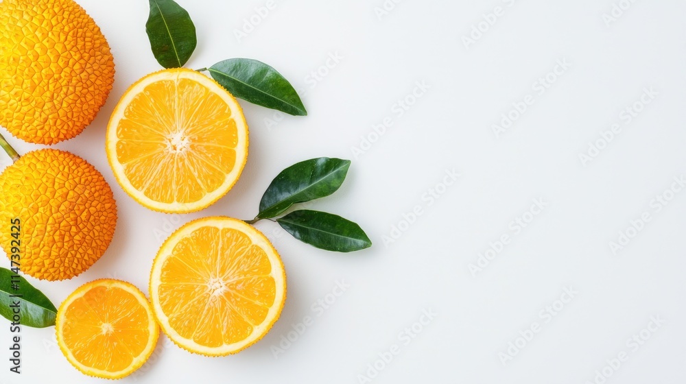 Fresh oranges and gac fruits with leaves on white background. Fresh oranges and gac fruits with leaves on white background.