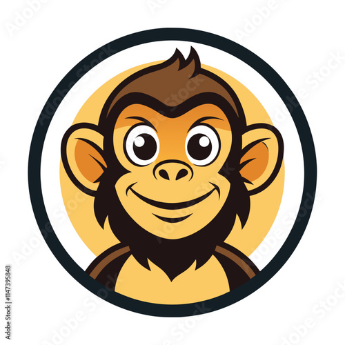 Monkey face in circle mascot logo