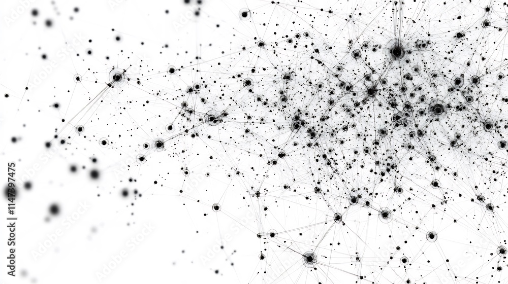 Obraz premium Abstract Network Connection Visualization: Complex System of Nodes and Lines