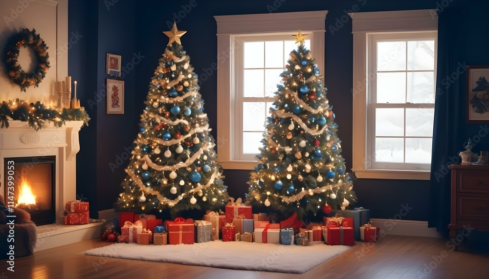 Fototapeta premium christmas tree with candles and decorations